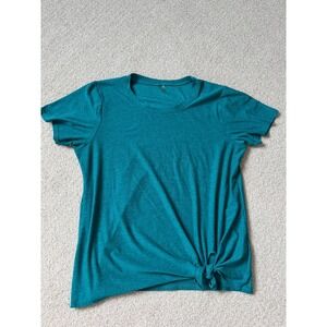 Beyond Yoga T-Shirt Size S Teal Blue Green Front Tie Knot Short Sleeve